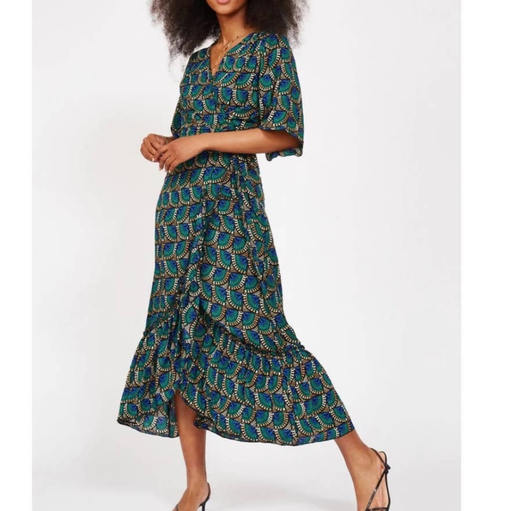 New Silk & Salt wrap dress NWT Peacock print Size L